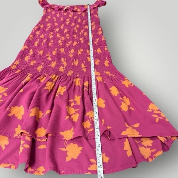 Anthropologie Smocked Off-The-Shoulder Midi Dress Sz M Pink Orange - Picture 6 of 9